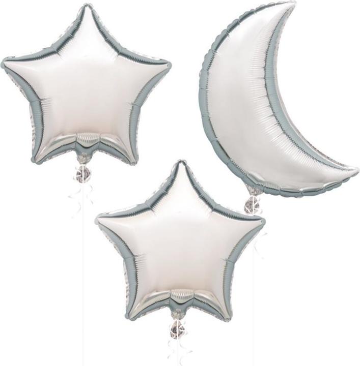 Unique Folienballone Mond und Sterne (3x)
