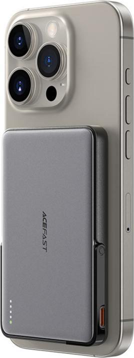 Actual product image Acefast - Magnetic Power Bank (M16-5000) - with Built-in Stand, 5000mAh, PD18W, LED Light - Black (5000 mAh, 18 W)