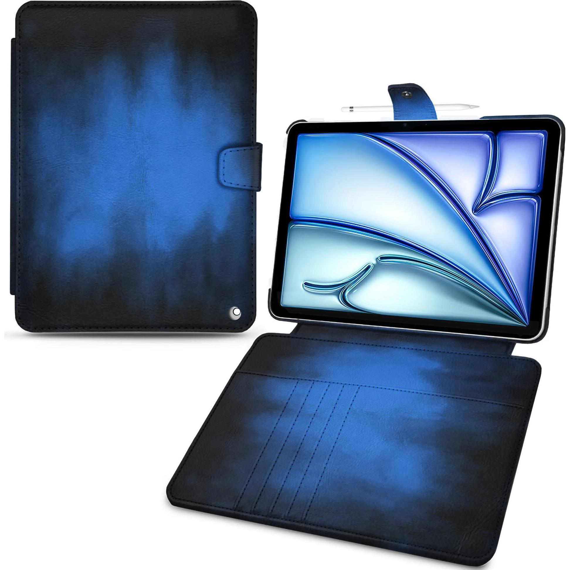 Noreve Lederschutzhülle Wallet (iPad Air 2020 (4. Gen), iPad Air 2022 (5. Gen)), Tablet Hülle, Blau