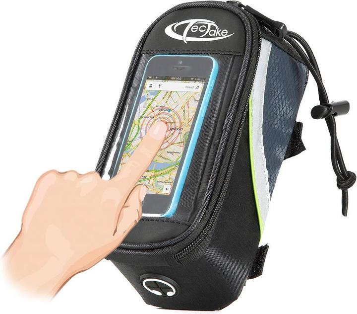Produktbild tectake Fahrradtasche mit Rahmen-Befestigung für Smartphones (1.28 l, Rahmentasche)