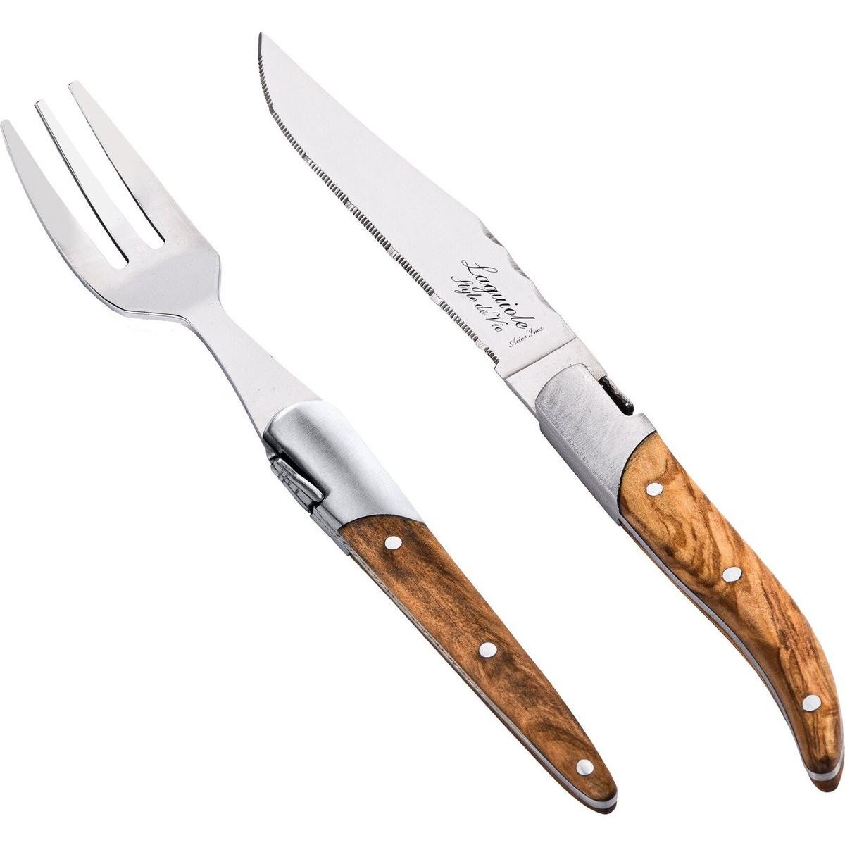 Laguiole Style de Vie mini bestek - tappabestek set van 8 olijfhout, Posate, Marrone