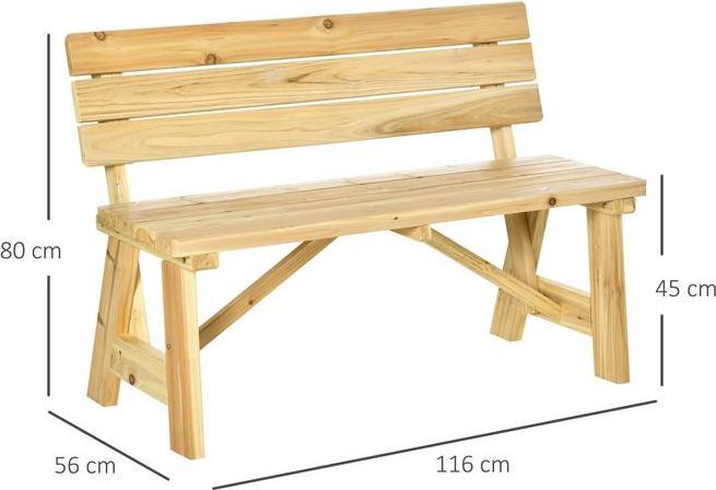 Actual product image Swisshandel24 Garden bench 2-seater wooden park bench bench up to 220 kg bench patio bench with backrest garden