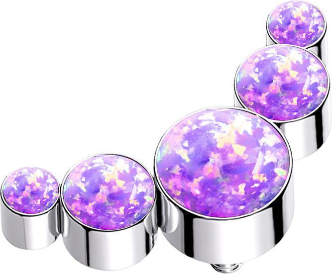 Immagine prodotto Star Piercing Dermal Anchor argento cinque opali viola (senza ottone, Acciaio chirurgico 316L)