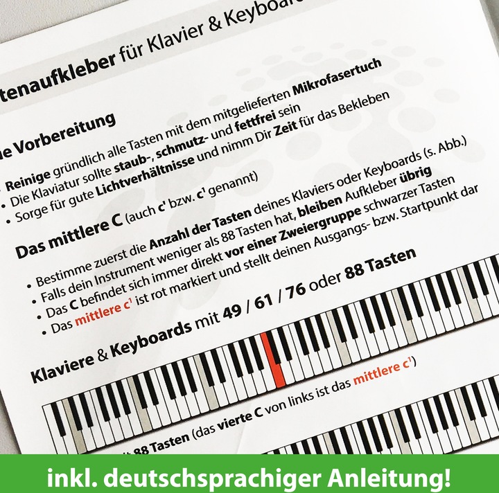 Nutritional values and ingredients Noten Aufkleber für Klavier & Keyboard (German, artist ahead, 2023)