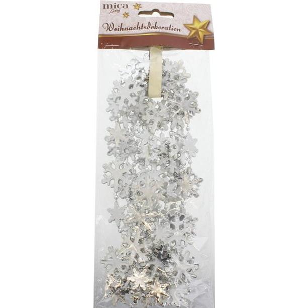 MICA Living, Christbaumschmuck, Weihnachtsbaum-Girlande - Schneeflocken - aus Kunststoff - ca. 270 cm (1 -teilig)