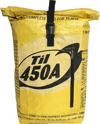 Image du produit Bekos Upcycling - Sac à dos de coursier fabriqué à partir de sacs d'aliments pour poissons recyclés jaune (40 l)