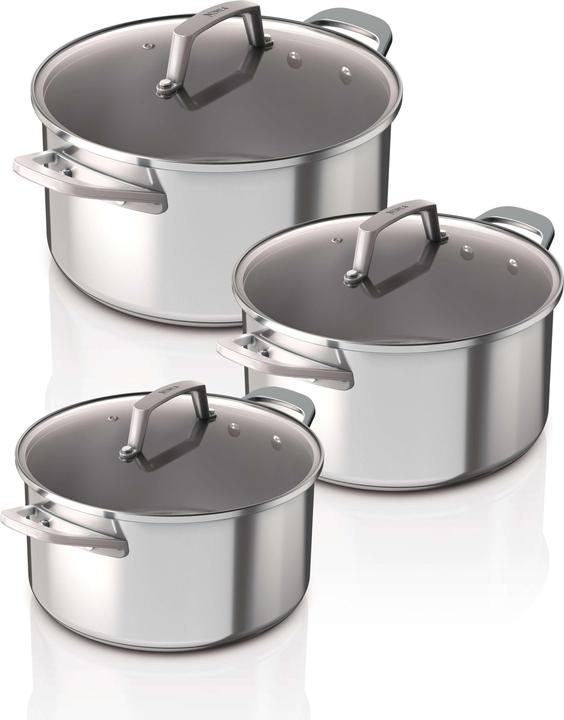 Actual product image Ninja NIA pot set 3 pcs. w.GD stainless steel (Saucepan, Aluminium, Stainless steel, 16 x 27.80 cm)