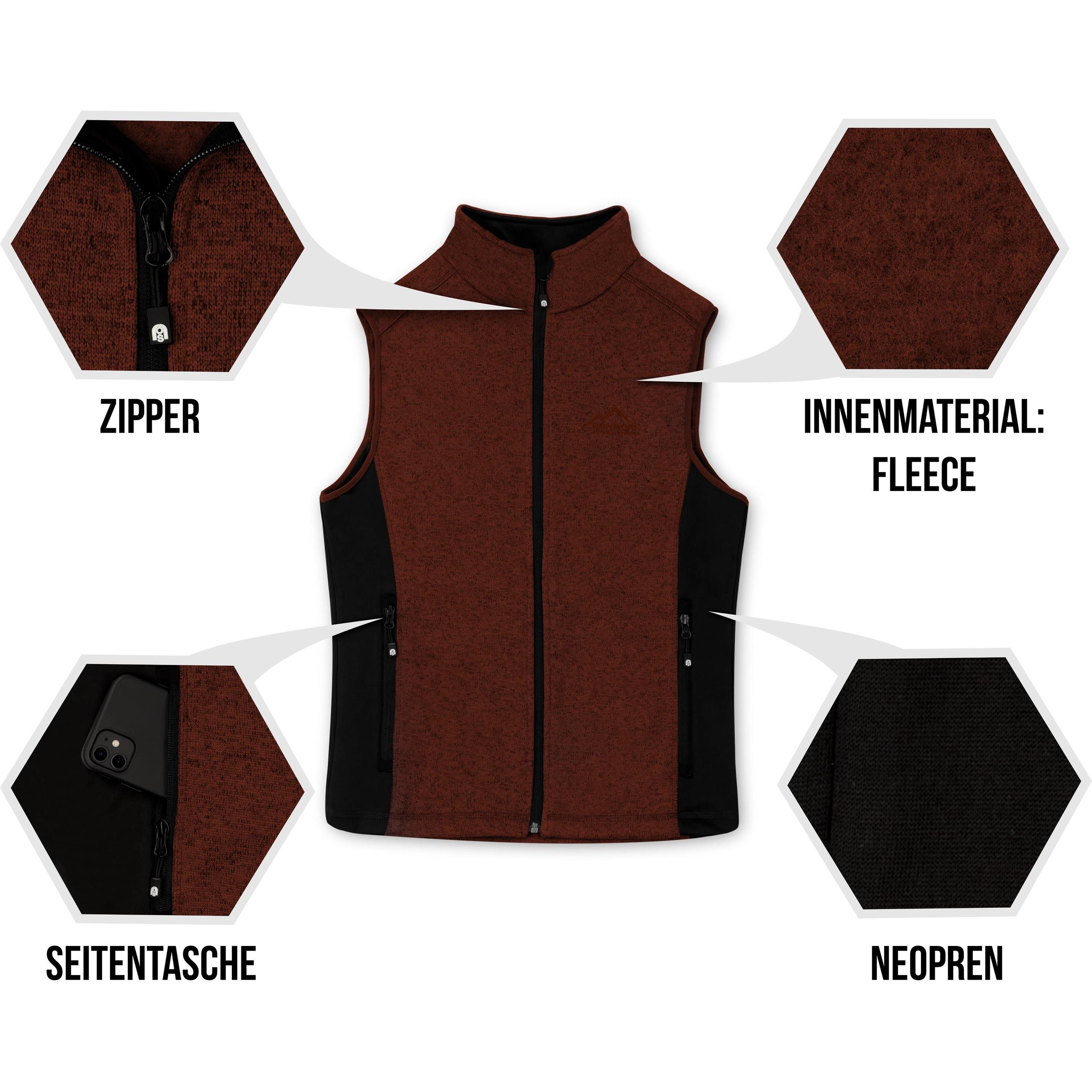 Thumbnail - Normani, Herren, Weste, Herren Strick-Fleeceweste Shamattawa, Rot, (XL)