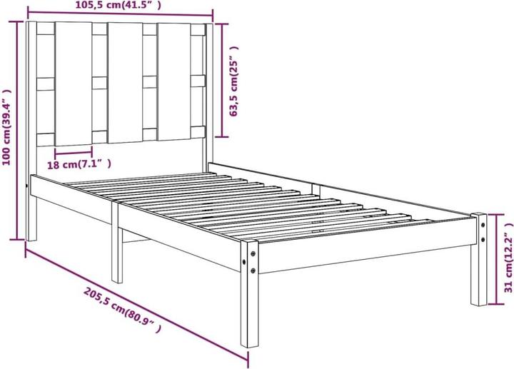 Produktbild vidaXL Bettrahmen (100 x 200 cm)