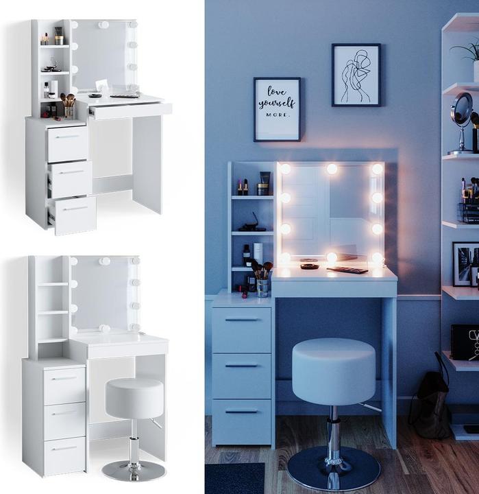 Produktbild Vicco Meryl mit LED Beleuchtung und Hocker (80 x 40 x 127 cm)