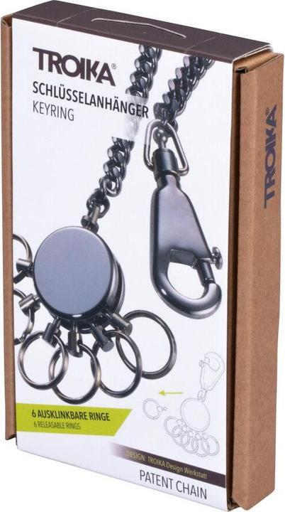Actual product image Troika PATENT CHAIN key fob with chain, round, shiny grey