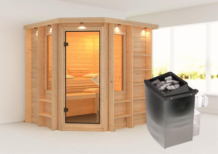 Actual product image Karibu Cortona with roof wreath (9 KW internal control)