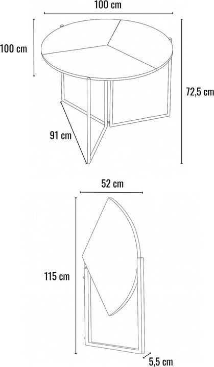 Image du produit Hanah Home Yaprak Extendable Dining Table (100 x 100 x 72 cm)