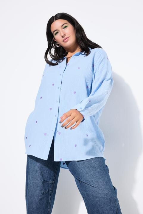 Actual product image Studio Untold Oversized Embroidered Long Sleeve Button Front Shirt (54)