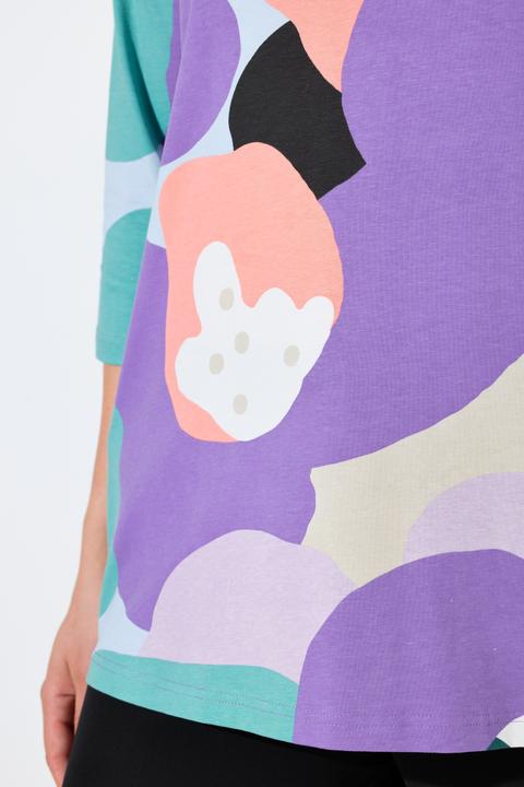 Actual product image Ulla Popken Pastel Clouds Split Neck Tee (50, 52)
