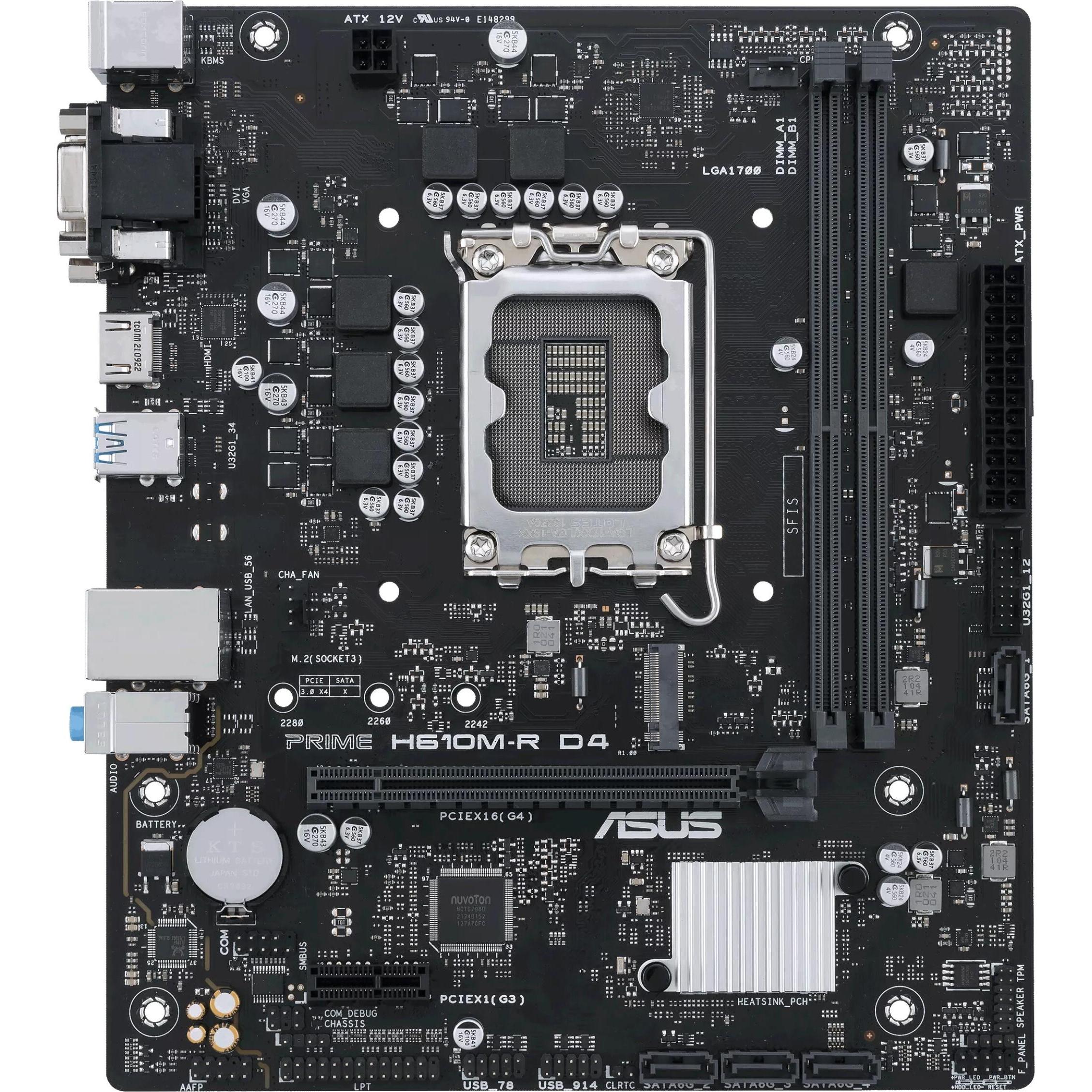 ASUS Mainboard Intel H610 LGA1700 Micro-ATX Speicher DDR4 (LGA 1700, Intel H610, mATX), Mainboard