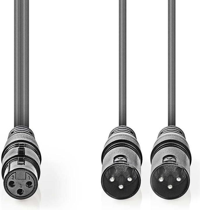 Actual product image Nedis Balanced audio cable | 2x XLR 3-pin male | XLR 3-pin female | Nickel-plated | 1.50 m | round | (1.50 m, XLR Cables)