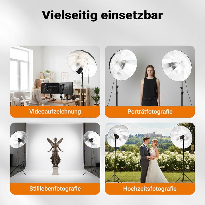 Produktbild Walimex pro Parabol Reflexschirm schwarz/weiss Ø129cm Lichtformer Fotoschirm (129 cm)