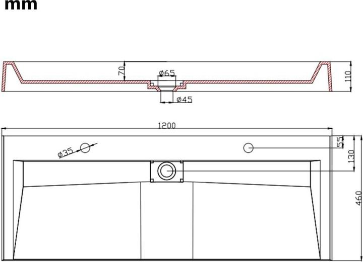 Actual product image vidaXL Becken (460 mm, 1200 mm)