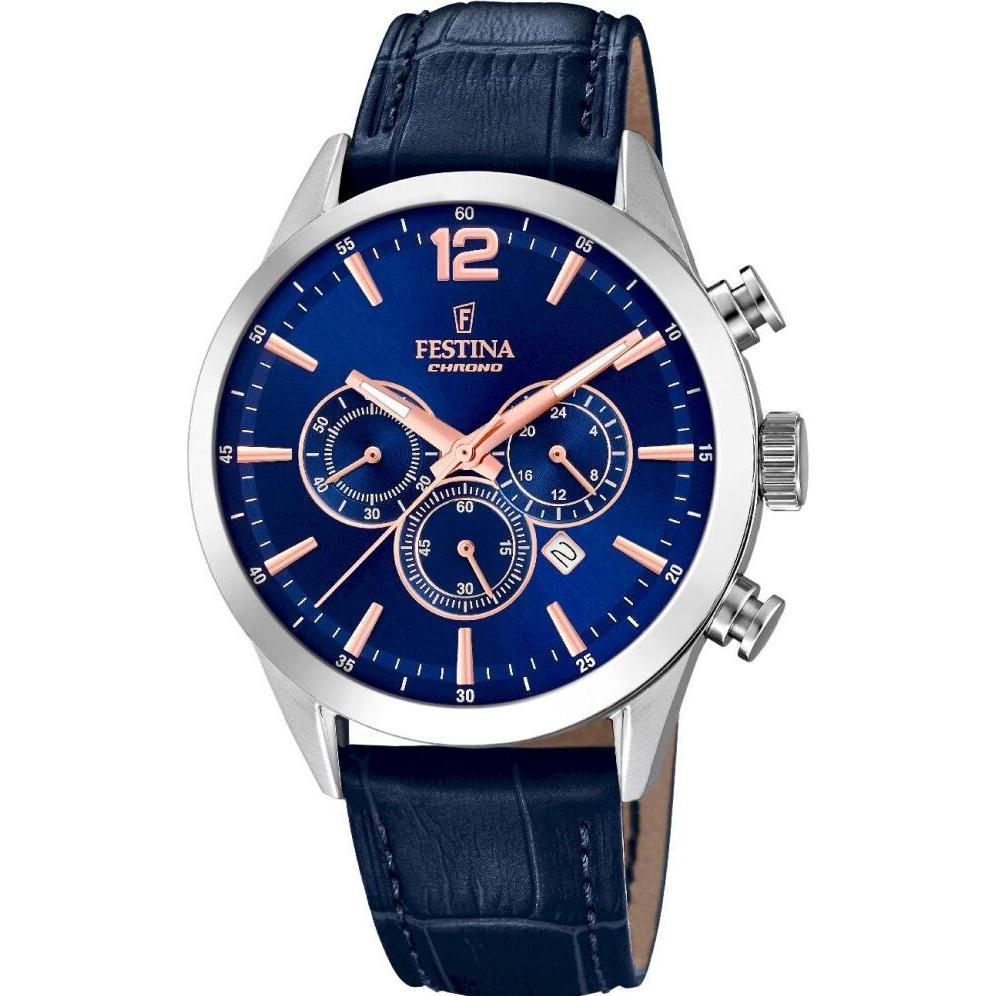 Festina, Armbanduhr, Timeless Chronograph, Türkis, Blau, (Chronograph, 44 mm)