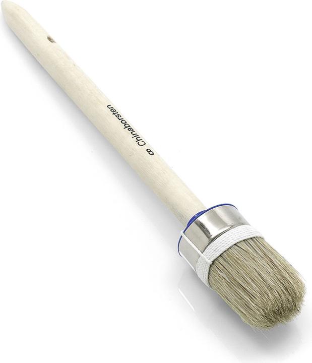 Nölle Pinceau rond taille 8 longueur de poils 57 mm 35 mm soies mélangées claires manche bois brut (35 mm)