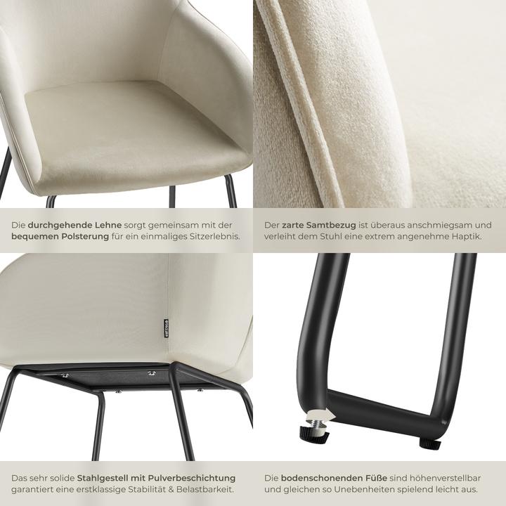 Actual product image tectake Dining chair Jeane, velvet look, cantilever frame