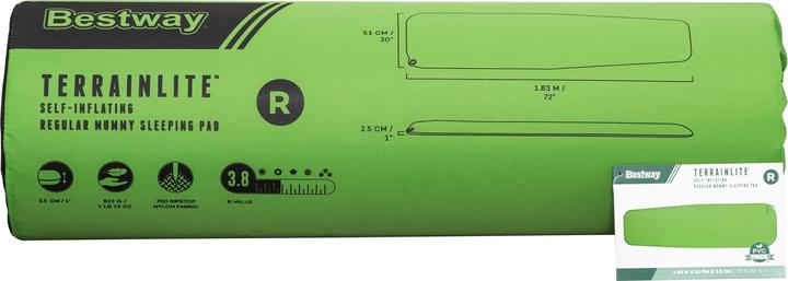 Actual product image Bestway TerrainLite Self-Inflating Regular Mummy Sleeping Air Pad