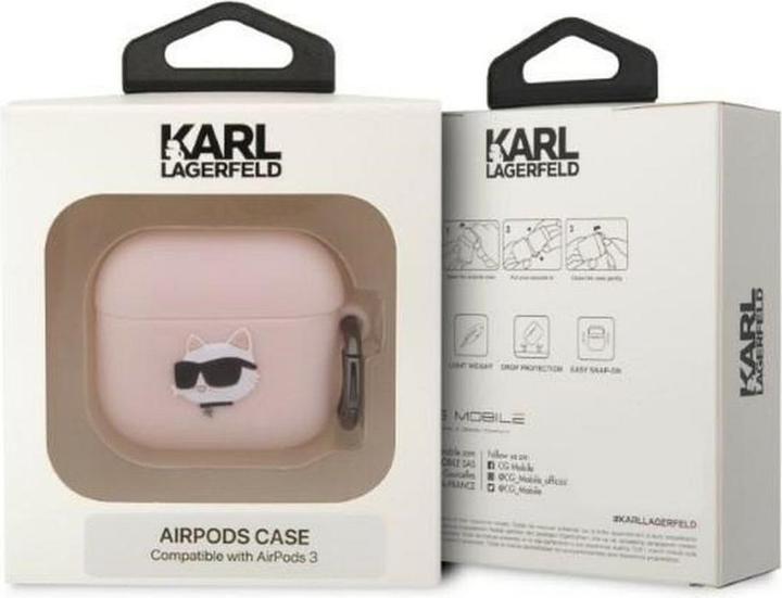 Produktbild Karl Lagerfeld KLA3RUNCHP AirPods 3 cover pink/pink Silicone Choupette Head 3D (Kopfhörer Hülle)