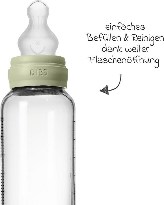 Actual product image Bibs Babyflaschen Glas-Flasche Baby Bottle Round 240 ml + Silikon-Trinksauger (240 ml)