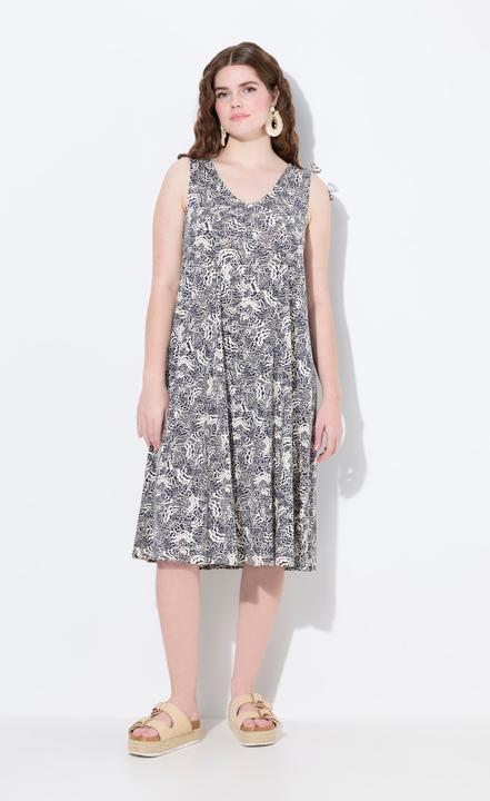 Produktbild Ulla Popken Midikleid, Jersey, Wolken, V-Ausschnitt, ärmellos (46, 48)