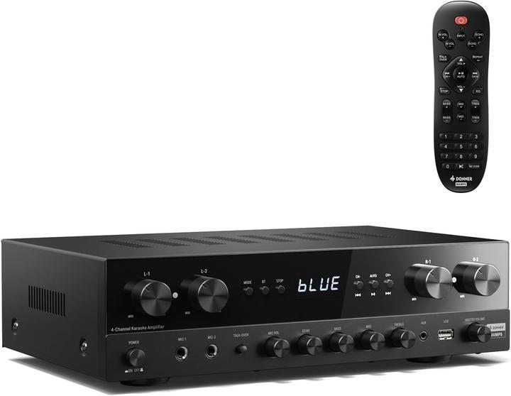 Actual product image Donner Stereo Receiver Home Audio Amplifier with Bluetooth 5.0, USB, FM, Multiple Inputs, 1000W Max Power (Amplifier)