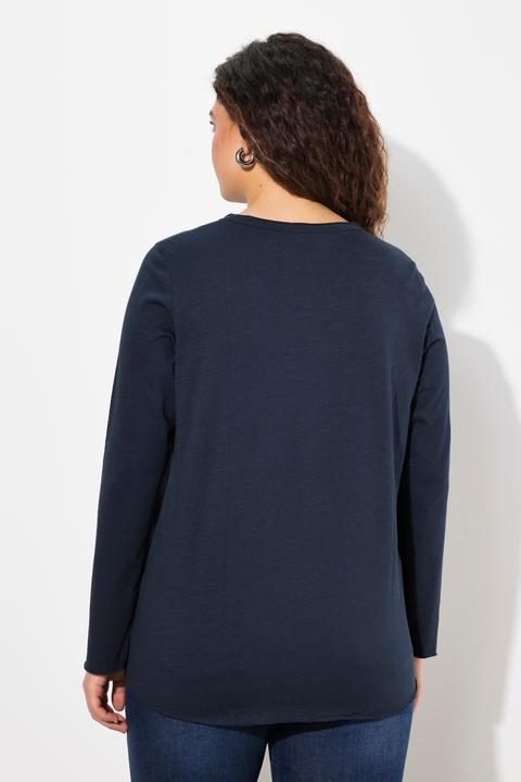 Produktbild Ulla Popken Shirt, Stern, Rollkanten, A-Linie, V-Ausschnitt, Langarm (42, 44)
