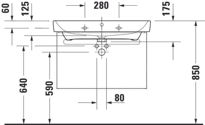 Produktbild Duravit Möbelwaschtisch No 1 mit Überlauf, 1 Hahnloch, weiss 800x460mm (460 mm, 800 mm)