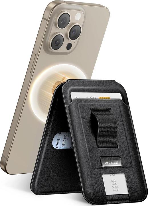 Produktbild Ugreen Magnetic Wallet 45166 magnetic MagSafe with stand and finger holder - black (Apple iPhone X, LG X5 Android One)