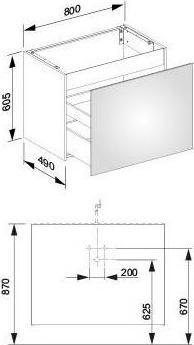 Produktbild Keuco Waschtischunterbau X-LINE 800x605x490mm Inox
