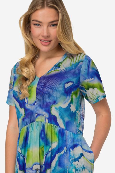 Produktbild Laurasøn Jerseykleid, Batik-Blüten, V-Ausschnitt, Halbarm (XL)