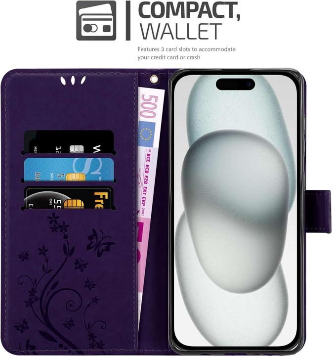 Actual product image Cadorabo Case for Apple iPhone 15 Flower Book (Apple iPhone 15)