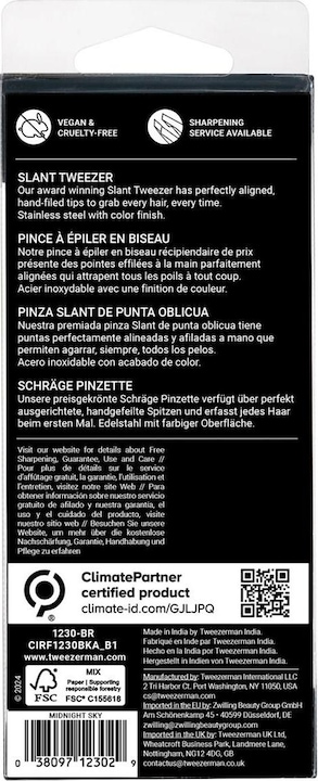 Valeurs nutritives et ingrédients Tweezerman Tranchant