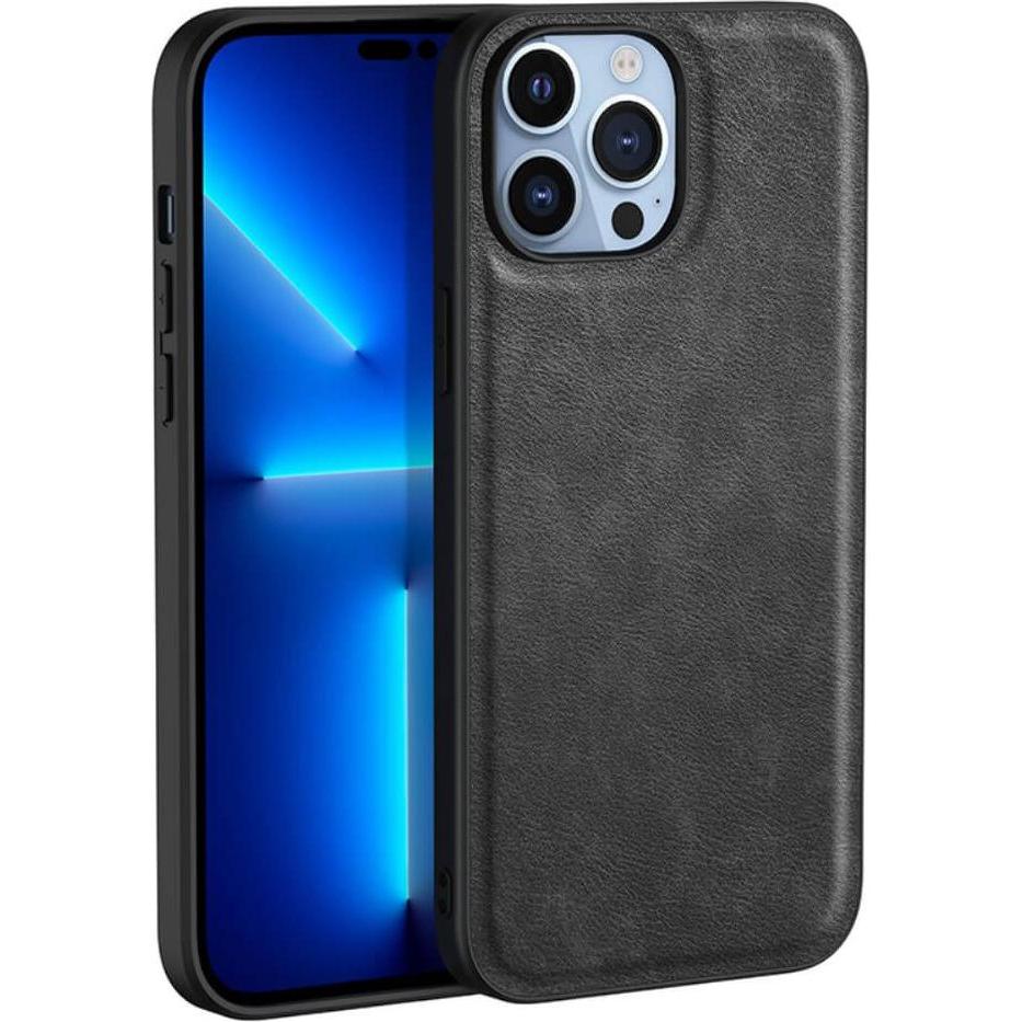 Cover-Discount iPhone 15 Pro Max - Retro Schutzhülle Kunstleder schwarz (Apple iPhone 15 Pro Max), Smartphone Hülle, Sch...