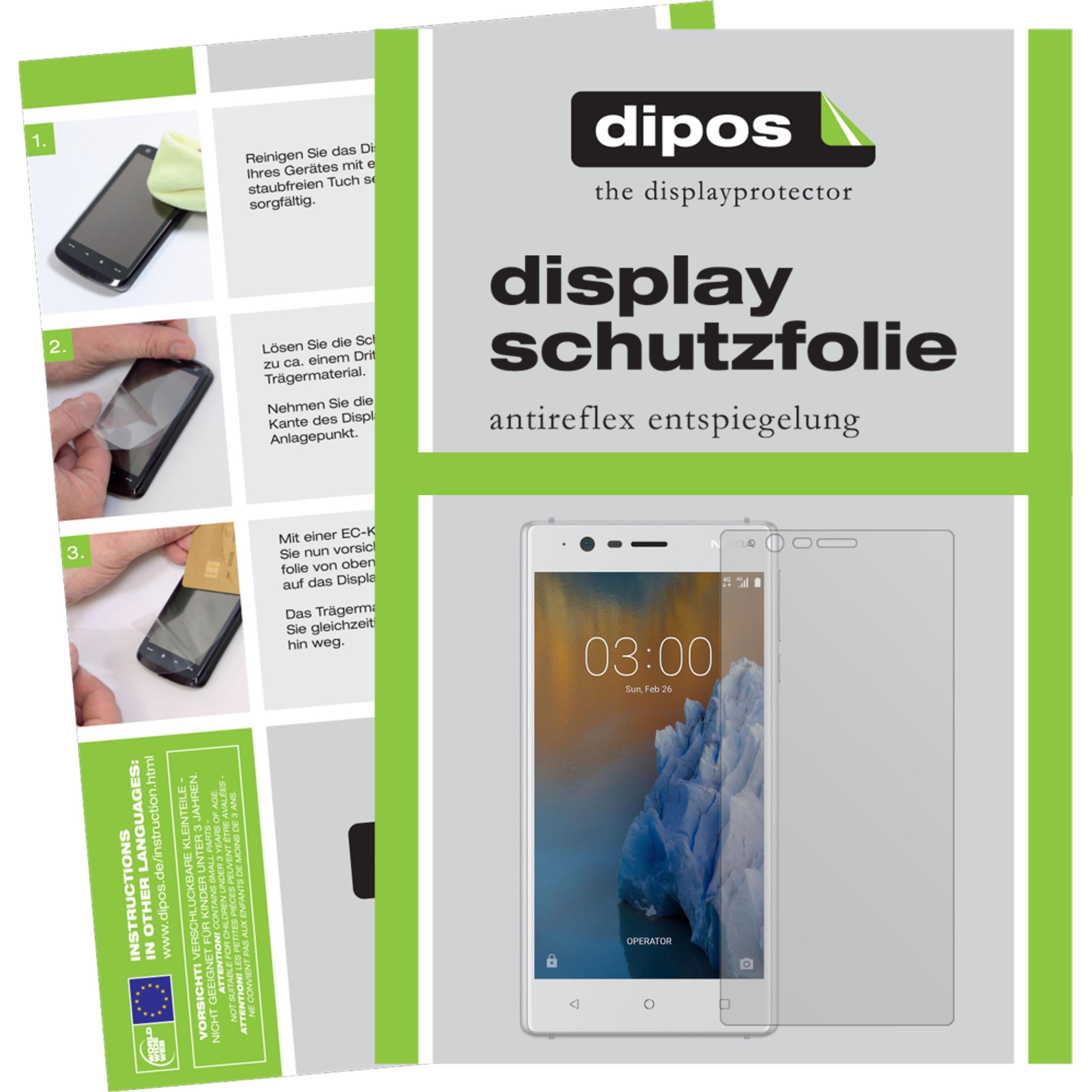 Dipos Displayschutzfolie Antireflex (6 Stück, Nokia 3), Smartphone Schutzfolie, Transparent