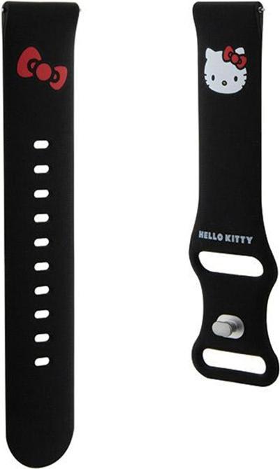 Productafbeelding Hello Kitty Pasek Uniwersalny HKUWMSCHBLK Siliconen Kitty Hoofd czarny/zwart 20mm (20 mm, Roestvrij staal, Plastic, Silicone)