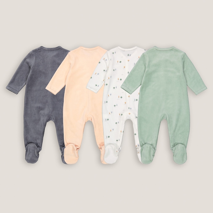 Actual product image La Redoute Collections Velvet 4-Pack Romper (74)