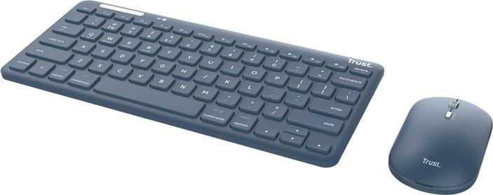 Produktbild Trust Lyra - Draadloos Toetsenbord en Muis - Multi connect - Qwerty US - Blauw (US, Kabelgebunden)