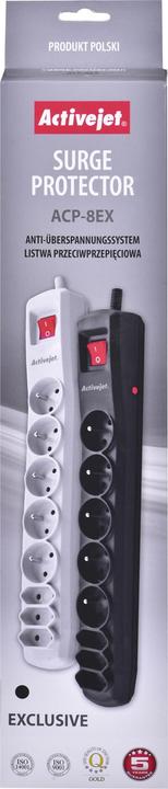 Actual product image Activejet APN-8G/5M-BK power strip su cord (8 x, CEE 7/16, CEE 7/5, 5 m)