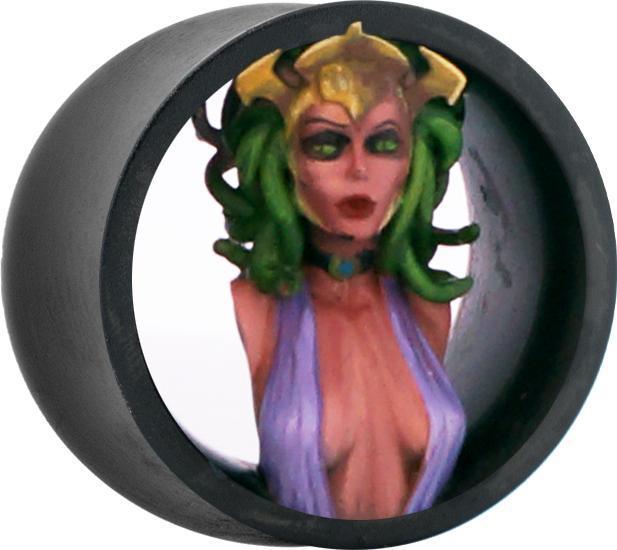 Produktbild Star Piercing Flared Tunnel schwarz Medusa links (ohne Messing, Harz)