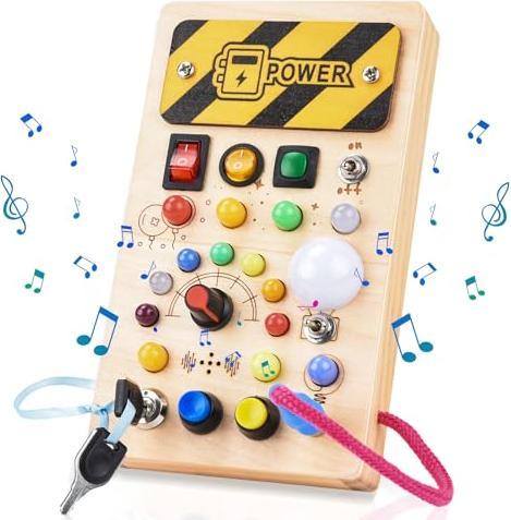 Produktbild Activity Board Busy Board Holzspielzeug mit 8 Schaltern 15 LED-Lichtern 6 Musik Sinnliches