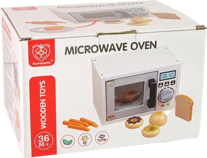 Actual product image Lean Toys Wood Microwave Oven, Microwave Food