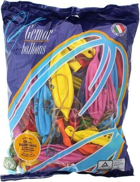 GoDan Pastellballon Ball mit Aufdruck Lux Farbmischung 50 Stück. GPBD1/ASL50. (50x)