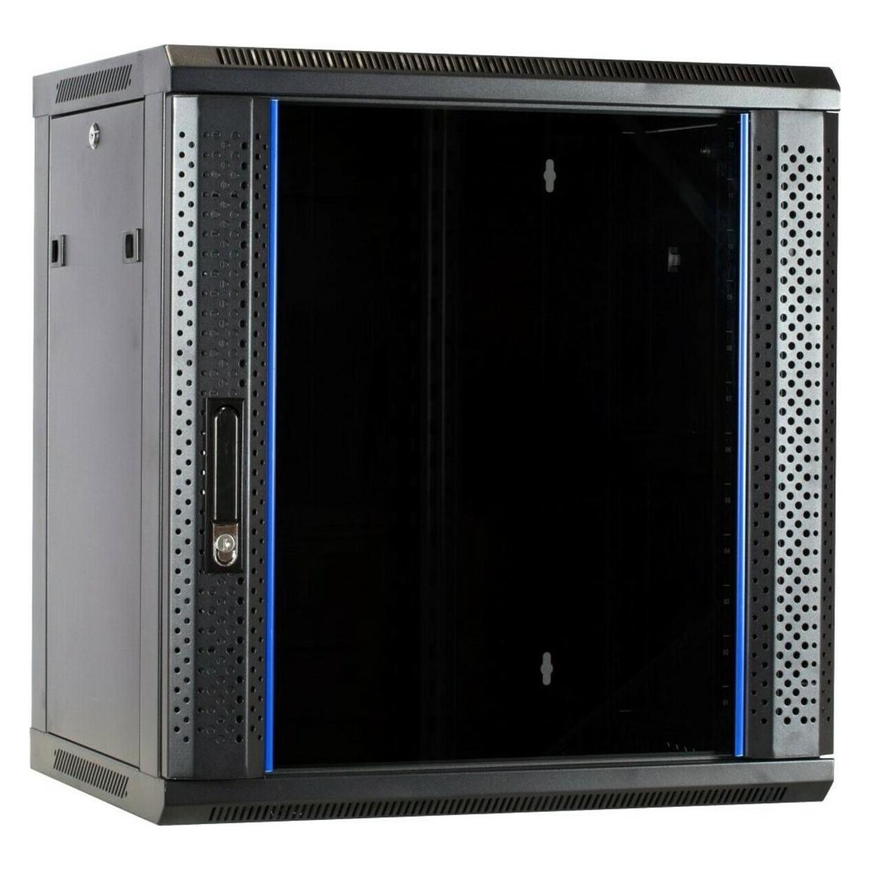 Dsit 12 He Serverschrank, Wandgehäuse, Mit Glastür (BxTxH) 600 X 450 X 634mm (12 He, 19 Zoll Rack), Serverschrank, Schwarz