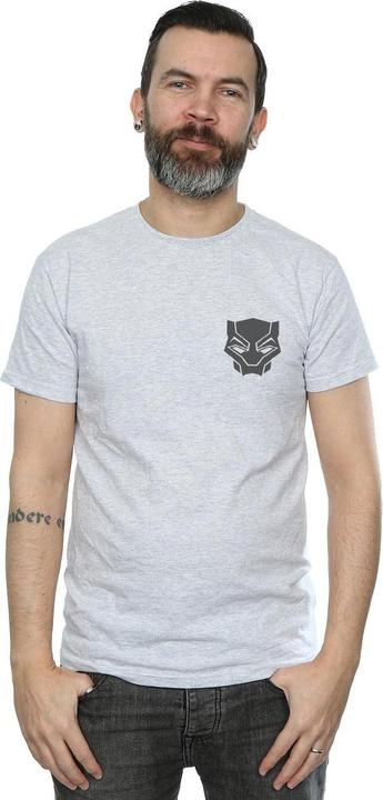 Actual product image Mens Black Panther Black On Black Chest Print T-Shirt (XL)